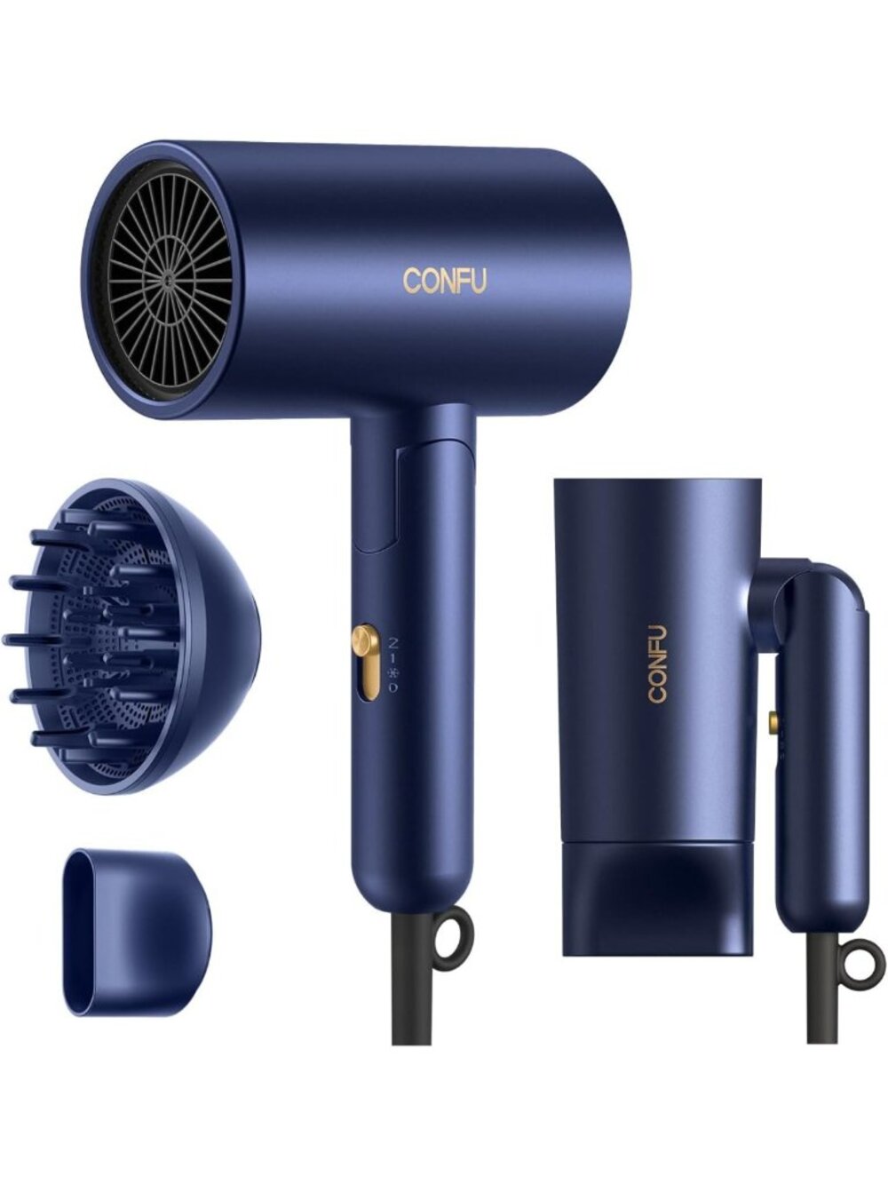 1500W Fast Drying Hair Dryer with Diffuser for Curly Hair, Compact & Portable